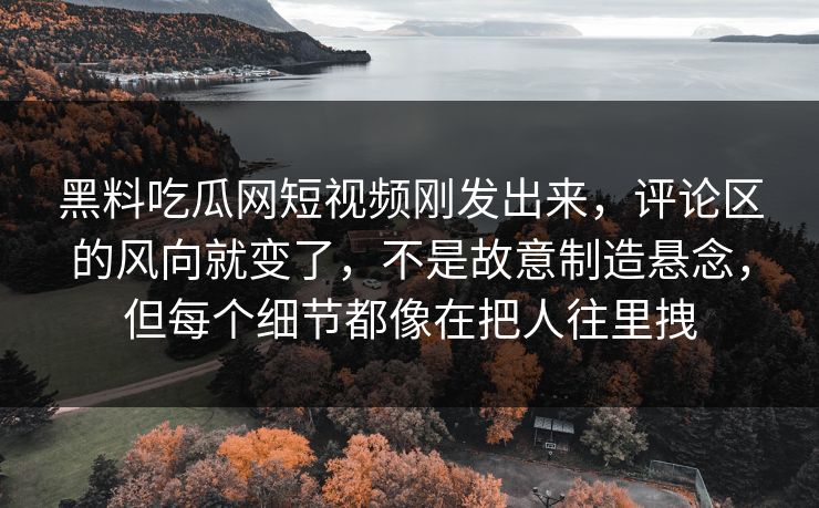 黑料吃瓜网短视频刚发出来，评论区的风向就变了，不是故意制造悬念，但每个细节都像在把人往里拽  第1张
