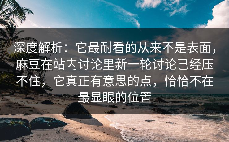 深度解析：它最耐看的从来不是表面，麻豆在站内讨论里新一轮讨论已经压不住，它真正有意思的点，恰恰不在最显眼的位置  第1张