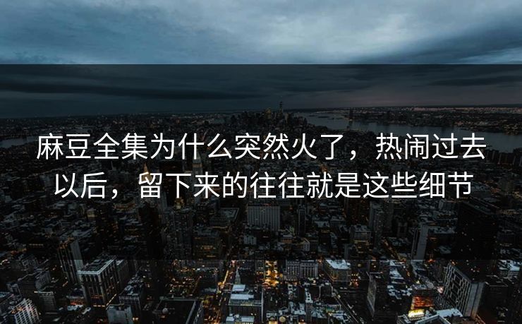 麻豆全集为什么突然火了，热闹过去以后，留下来的往往就是这些细节  第1张