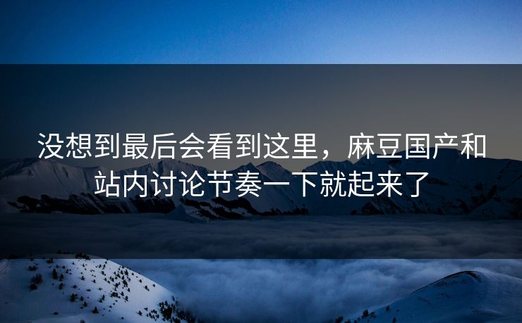 没想到最后会看到这里，麻豆国产和站内讨论节奏一下就起来了  第1张