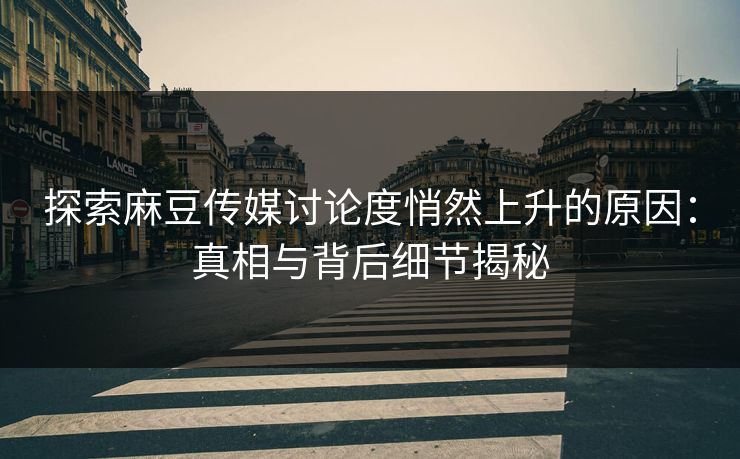 探索麻豆传媒讨论度悄然上升的原因：真相与背后细节揭秘  第1张