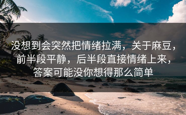 没想到会突然把情绪拉满,关于麻豆,前半段平静,后半段直接情绪上来,答案可能没你想得那么简单 第1张 没想到会突然把情绪拉满,关于麻豆,前半段平静,后半段直接情绪上来,答案可能没你想得那么简单 第1张