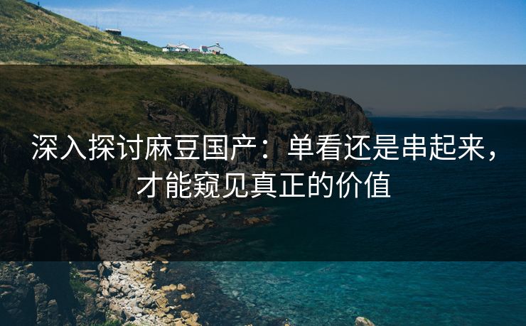 深入探讨麻豆国产：单看还是串起来，才能窥见真正的价值  第1张