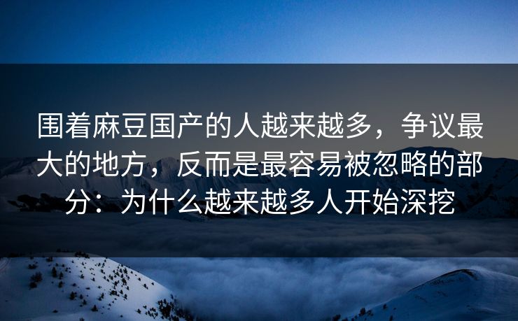 围着麻豆国产的人越来越多,争议最大的地方,反而是最容易被忽略的部分:为什么越来越多人开始深挖 围着麻豆国产的人越来越多,争议最大的地方,反而是最容易被忽略的部分:为什么越来越多人开始深挖