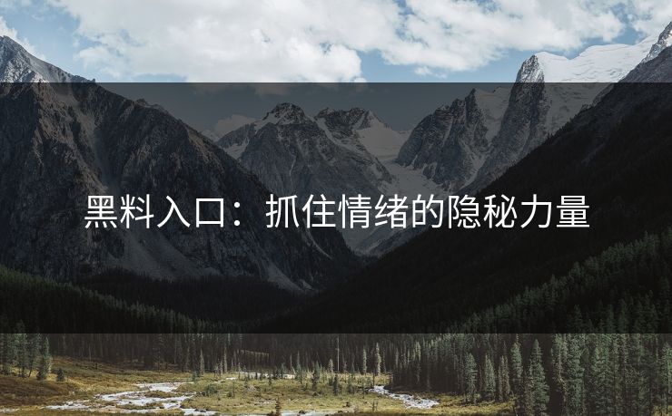 黑料入口：抓住情绪的隐秘力量  第1张