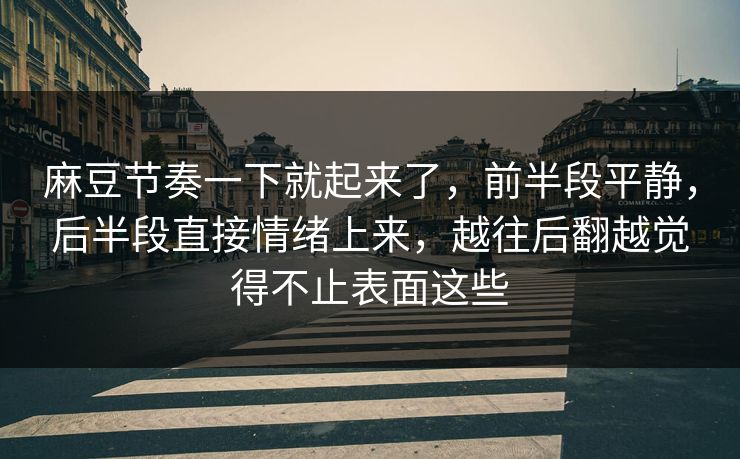 麻豆节奏一下就起来了,前半段平静,后半段直接情绪上来,越往后翻越觉得不止表面这些 第1张 麻豆节奏一下就起来了,前半段平静,后半段直接情绪上来,越往后翻越觉得不止表面这些 第1张